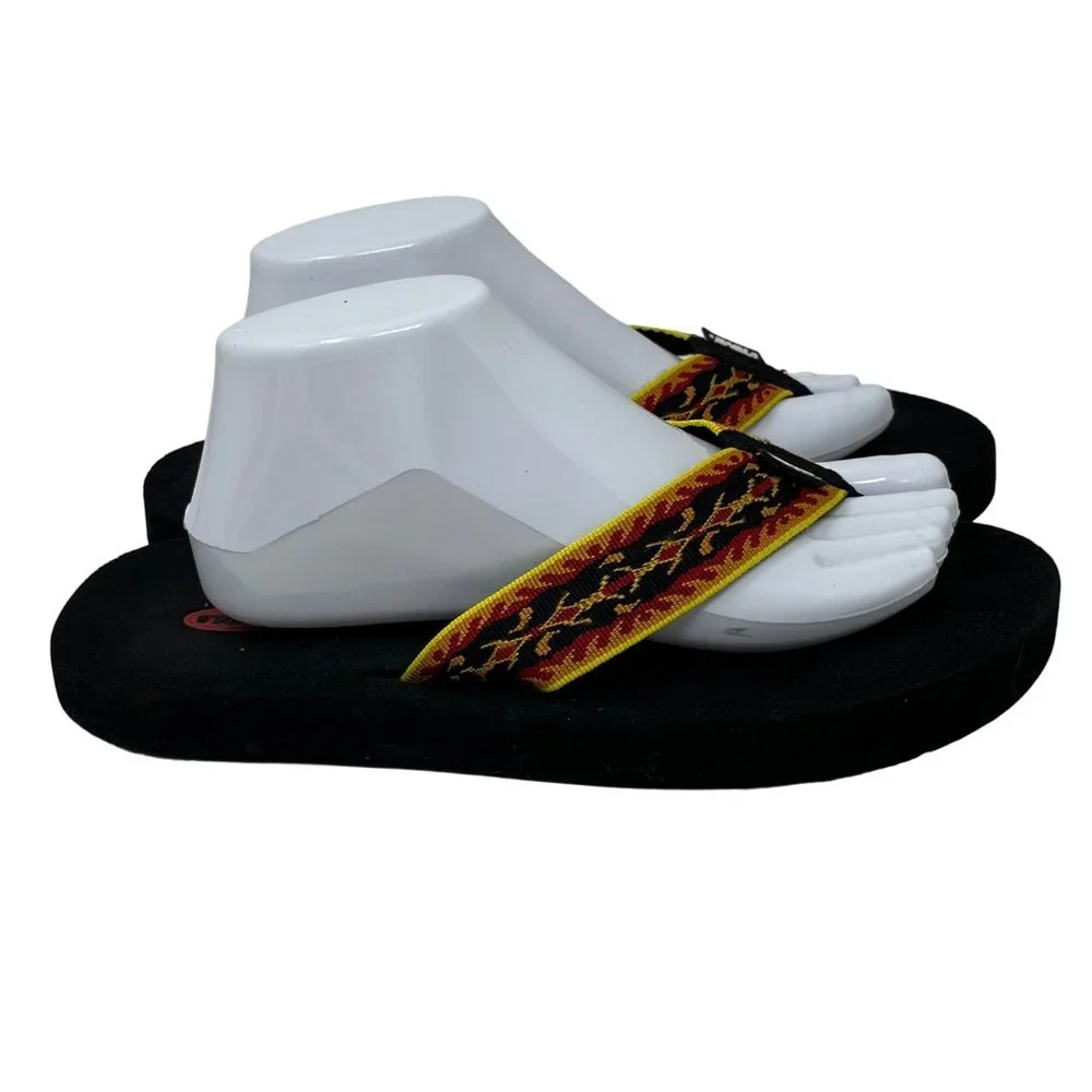 Teva 6108 Mens Woven Strap Thong Flip Flop Sandal Red Yellow‎ Size 9